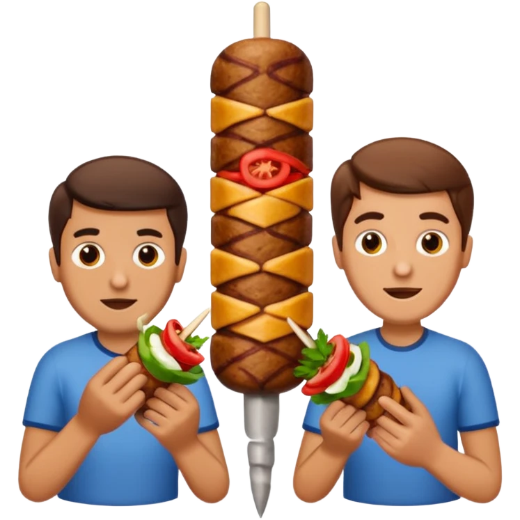 3 men eating beef kebab emoji