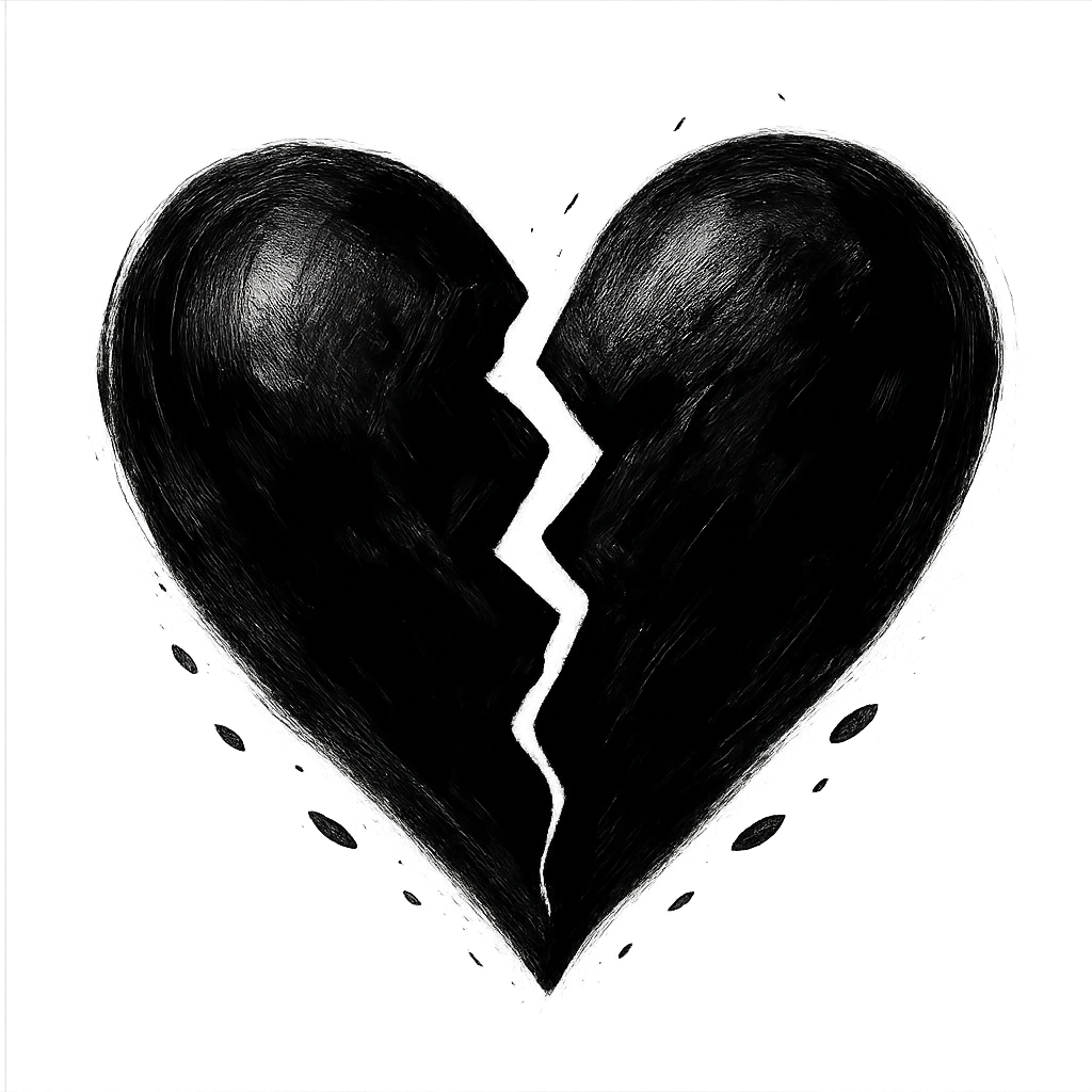 dramatic and expressive black heart split apart emoji