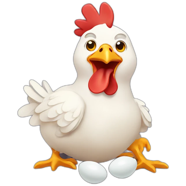 Chicken eating eggs emoji