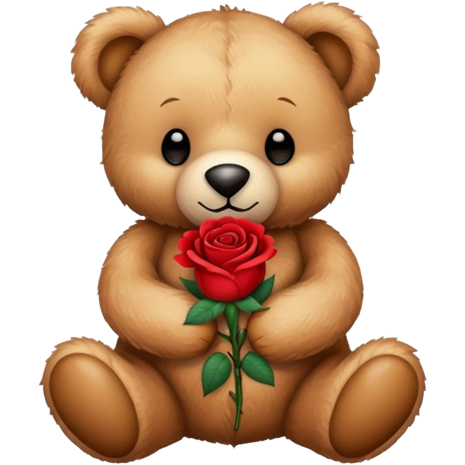 Teddy bear holding a red rose emoji