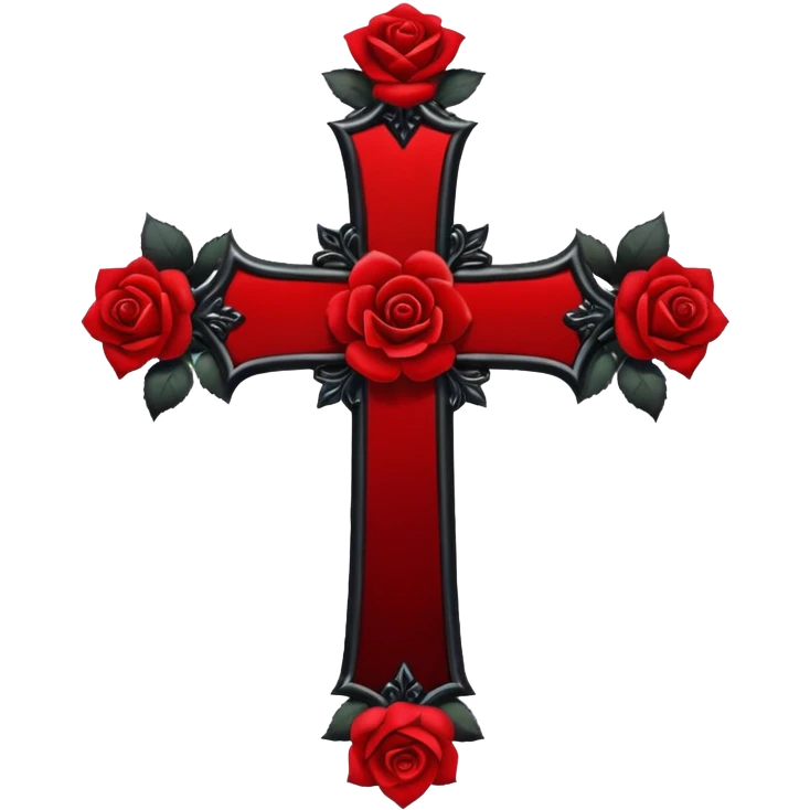 goth cross with roses emoji