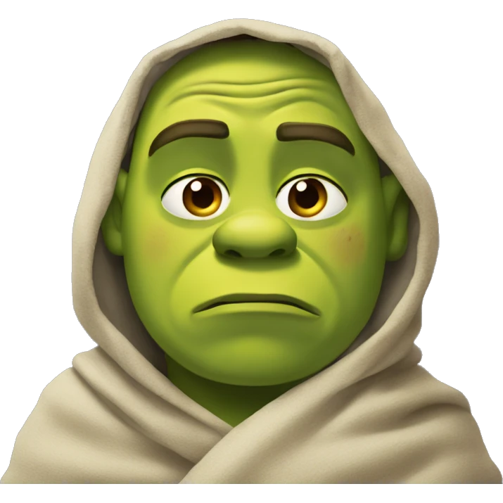 Shrek sad with blanket around emoji
