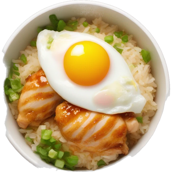 chicken thigh rice bowl with two eggs emoji
