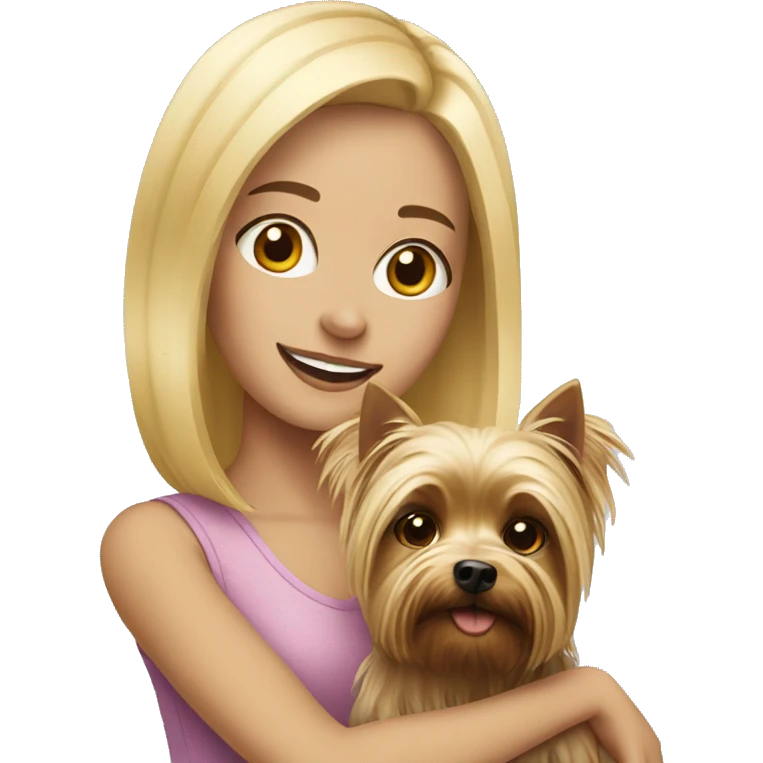 Blonde girl with a yorkshire terrier emoji