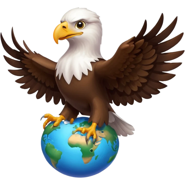 Un águila amigable abrazando un mundo emoji