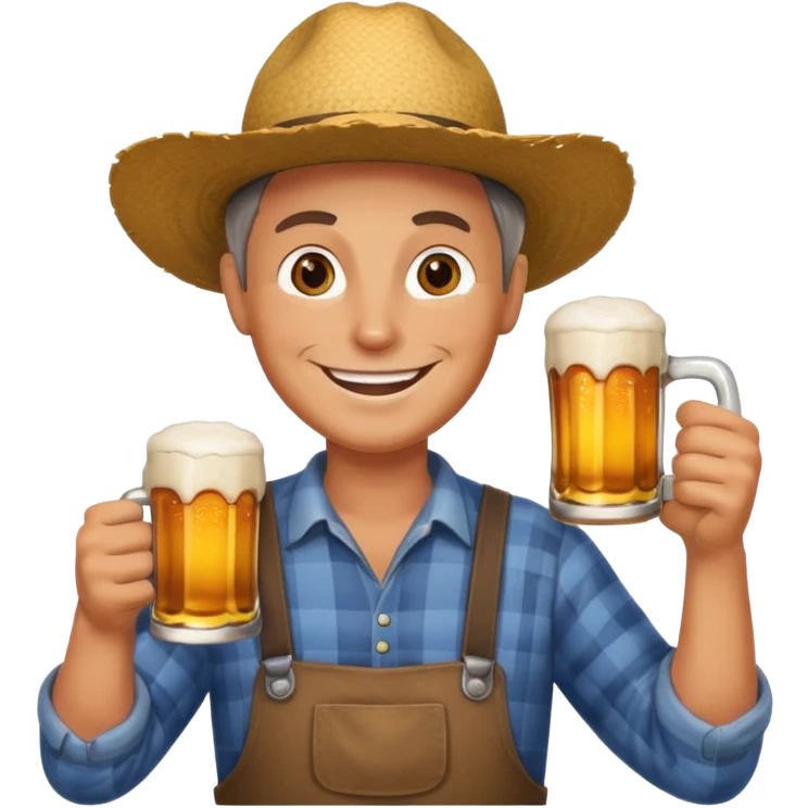 Farmer with a beer in hand happy  emoji