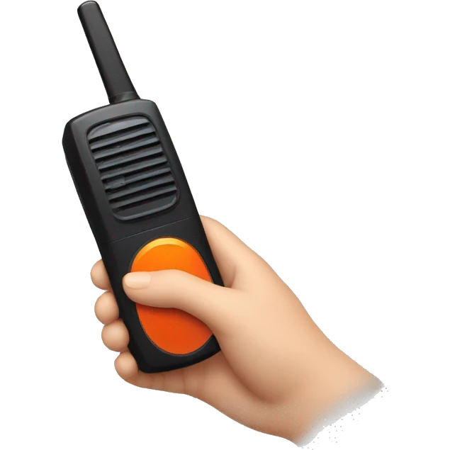 black walkie talkie with red-orange button on side emoji