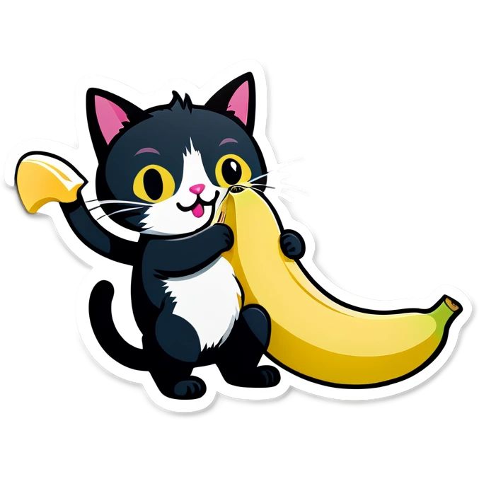 Cat eat banana  emoji