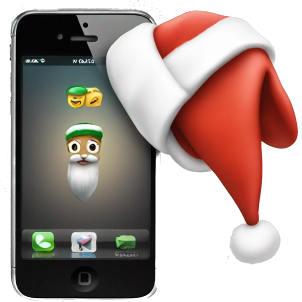 iPhone with Santa hat emoji