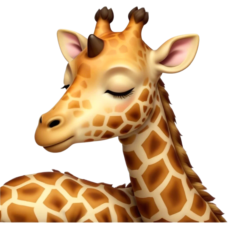 Meme-Worthy Cute Sleeping Giraffe Portrait Emoji, Head resting peacefully with a contented smile, showcasing a slender, elegant build and a luxuriously soft, patterned Fur, eyes shut in a serene, restful nap, Simplified yet hilariously adorable features, highly detailed, glowing with a soft, drowsy light, high shine, relaxed and utterly lovable, stylized with an air of playful laziness, bright and heartwarming, soft glowing outline, capturing the essence of a comically sleepy giraffe, so meme-worthy it feels like it could instantly become the next viral sensation of adorable slumber! emoji