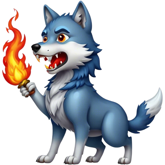 a fire breathing wolf emoji