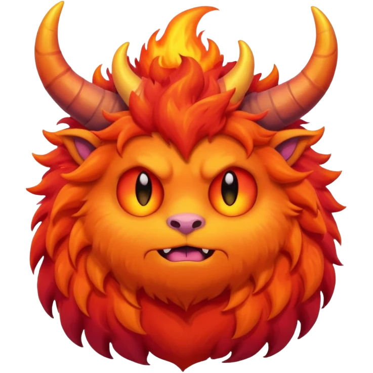 Sleepy cute fluffy flaming monster emoji
