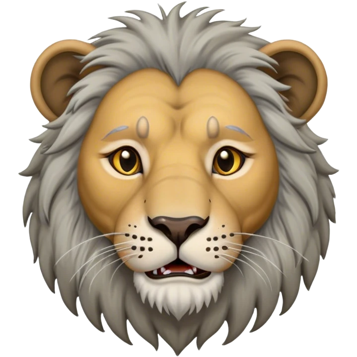 elderly lion w gray hair wrinkles and dirt and flies filthy fur emoji