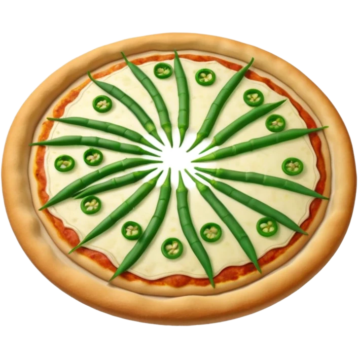 pizza crust with bright green garlic scapes on top emoji
