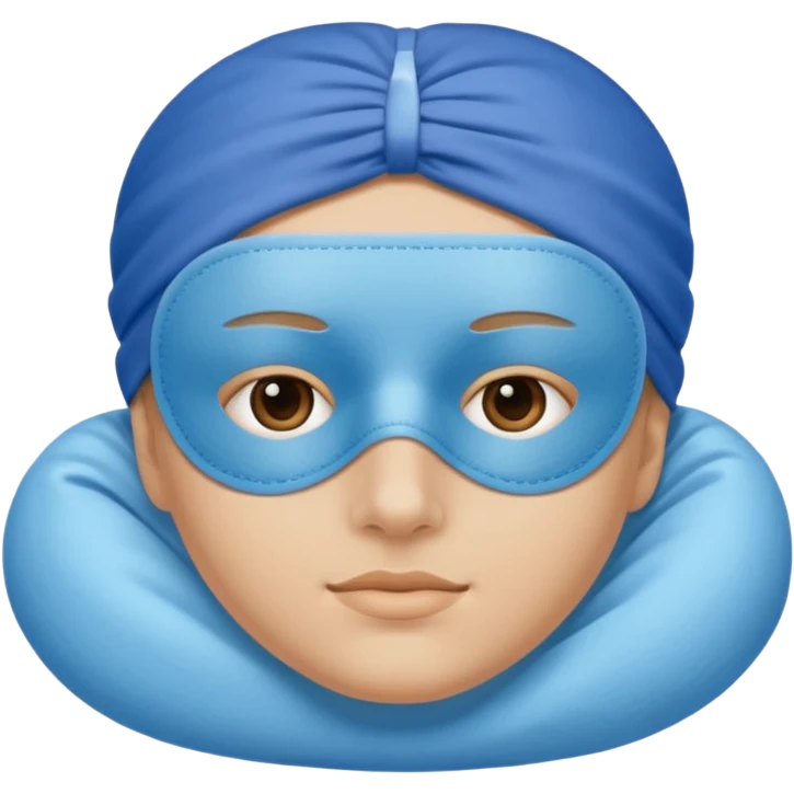 face with sleep mask emoji, blue sleep mask, relaxed face emoji