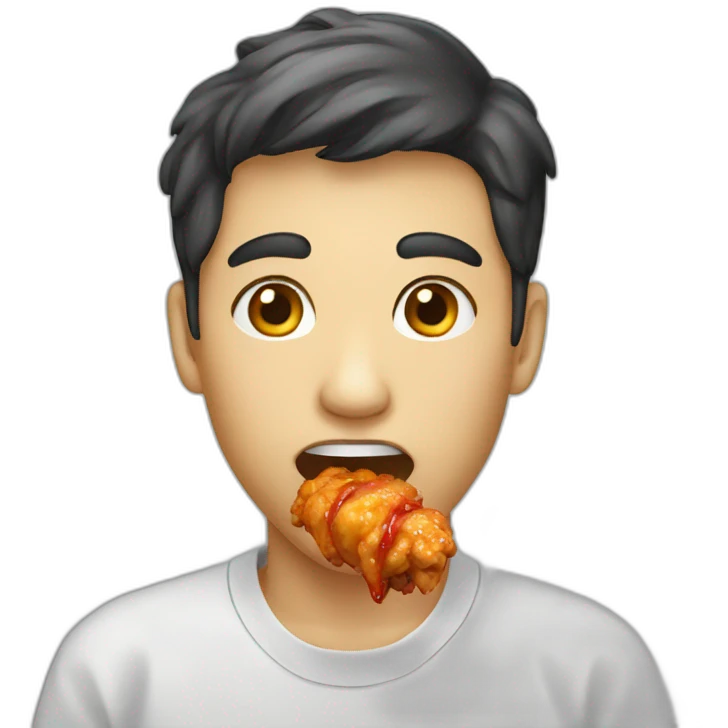 A person eating Korean chicken emoji