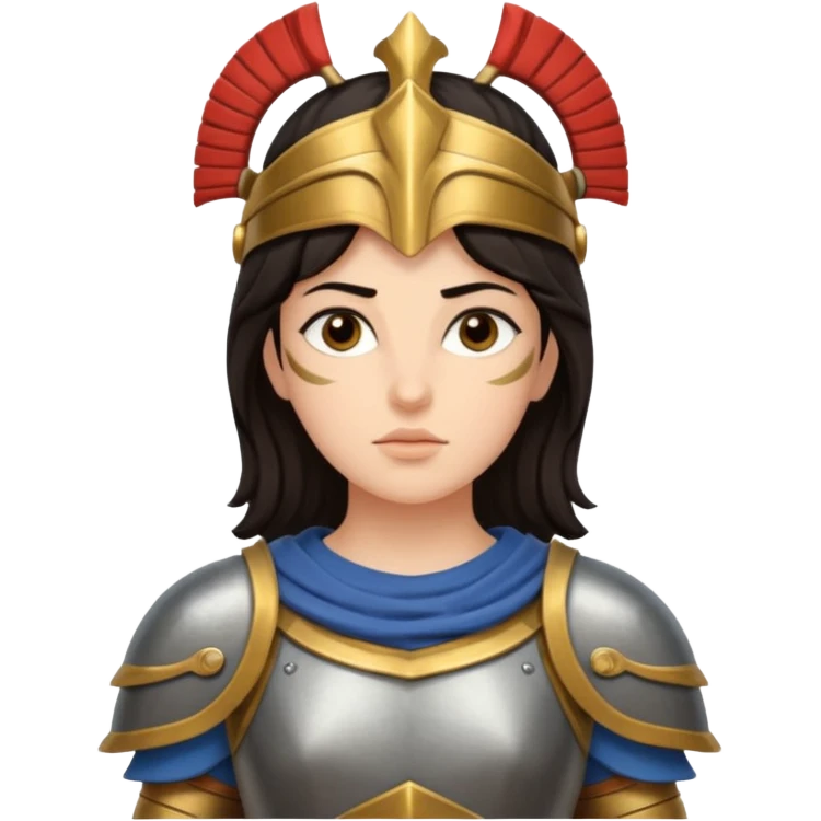 Athena the Greek goddess, dark haired, most important deities in Greek mythology, the daughter of Zeus, associated with: Strategic warfare Wisdom and intellect Craft, engineering, building, navigation Justice and good governance Protection of cities embodys rational, disciplined intelligence emoji