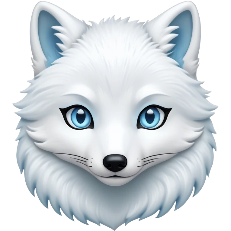 Cinematic Noble Arctic Fox Portrait Emoji, Poised and regal, with a compact, agile build and a luxurious, pure white Fur accented by a subtle hint of icy blue, deep-set soulful piercing eyes, Simplified yet sharp and sophisticated features, highly detailed, glowing with a soft, dignified glow, high shine, intelligent and cunning, stylized with an air of arctic elegance, focused and attentive, soft glowing outline, capturing the essence of a watchful and confident fox, so majestic it feels as though it could dash out of the screen with effortless authority! emoji