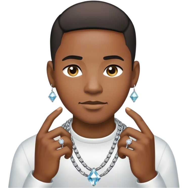 Short black people hair Guy holding a diamond chain  emoji