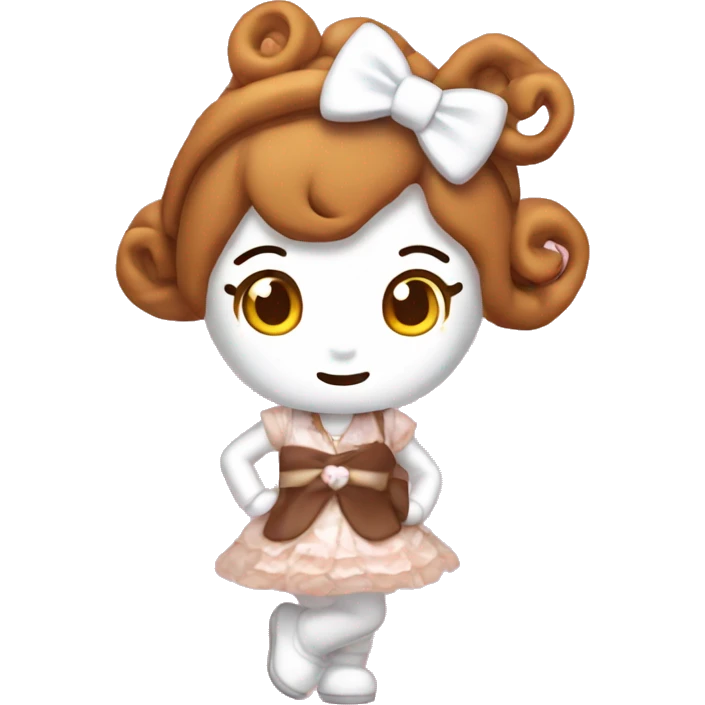 Cinnamon roll from hello kitty with coquette outfit on emoji