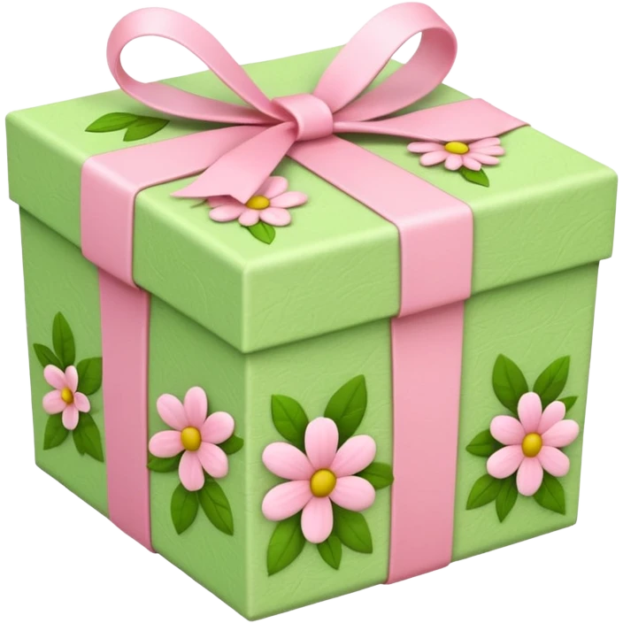 light green and light pink floral gift box emoji