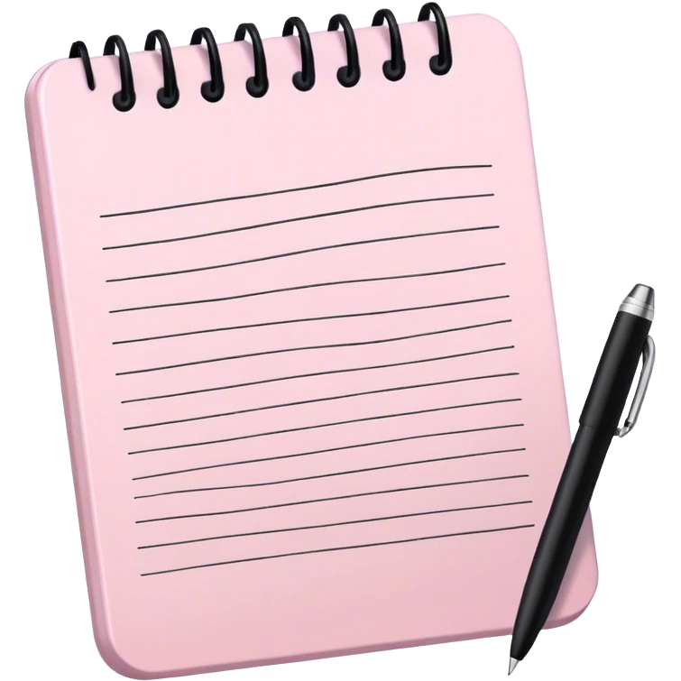 Pale pink notepad with pen emoji