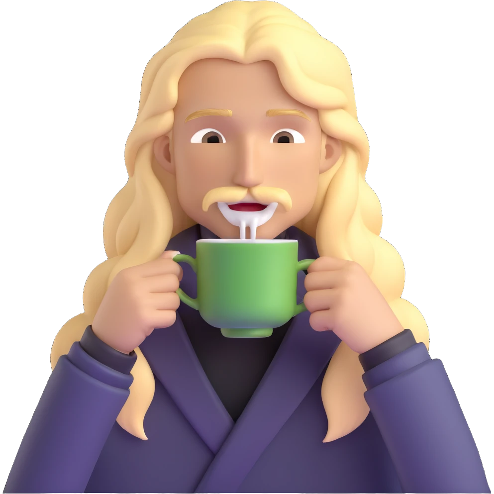 long blonde male sipping tea emote emoji