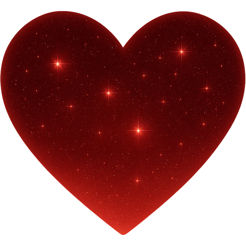 Modify the heart with a night sky gradient to red night theme with a red gradient, more stars, and a soft glow. Remove the background entirely  emoji