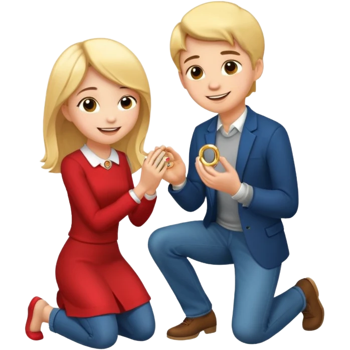 🧎‍♂️‍➡️💍💃 a boy parposing a girl and the boy on his knee and give him ring girl stand after him and shing emoji