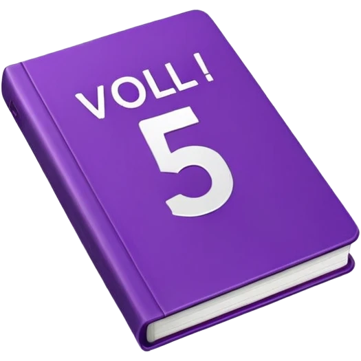 Closed purple book identical to the red book emoji 📕 but purple colored with "VOL. 5" written on the cover emoji