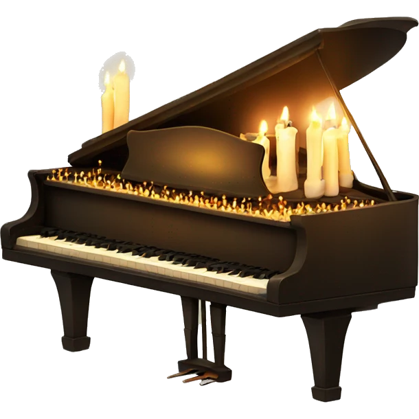 vintage piano with melted candles on top emoji