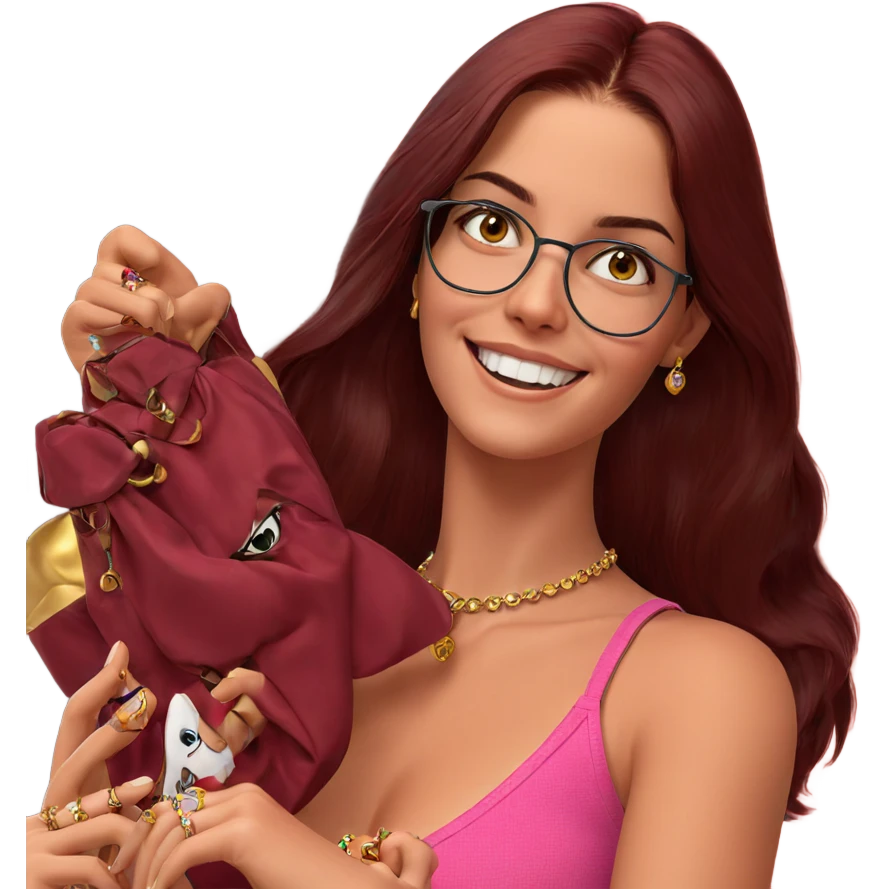 smiling girl with jewelry emoji