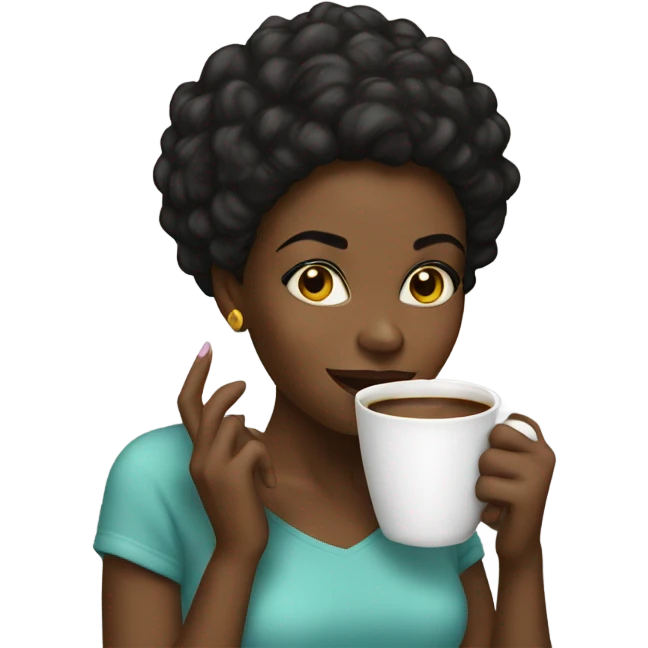 black girl sipping coffee mug emoji
