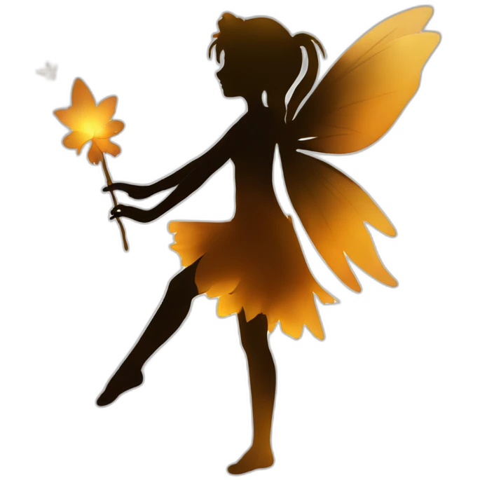 Silhouette of a fairy in amber emoji