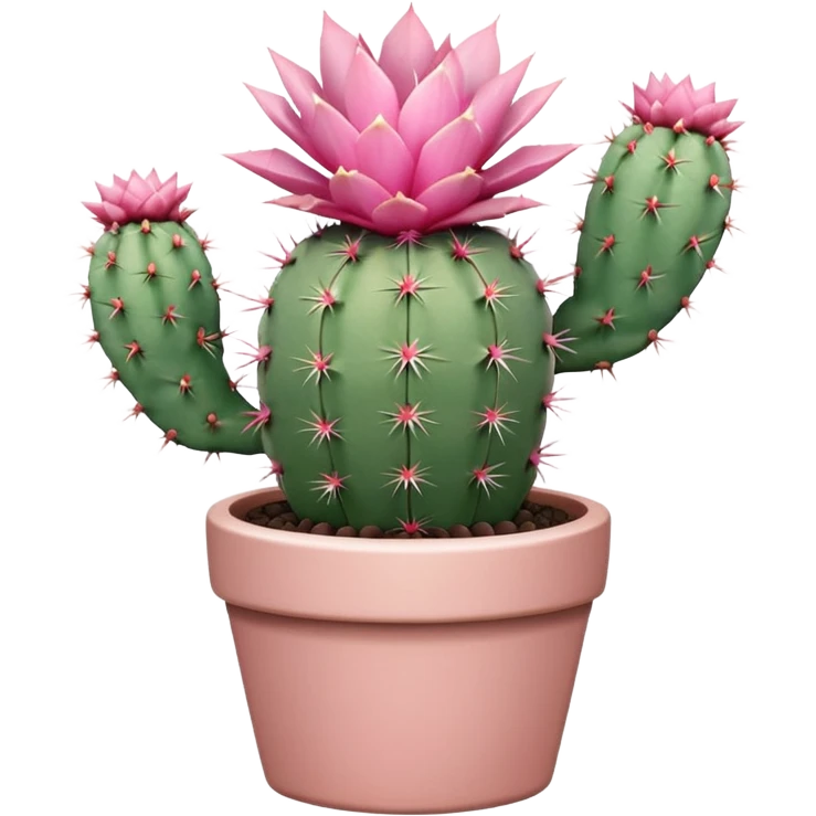 Pastel pink potted cactus  emoji