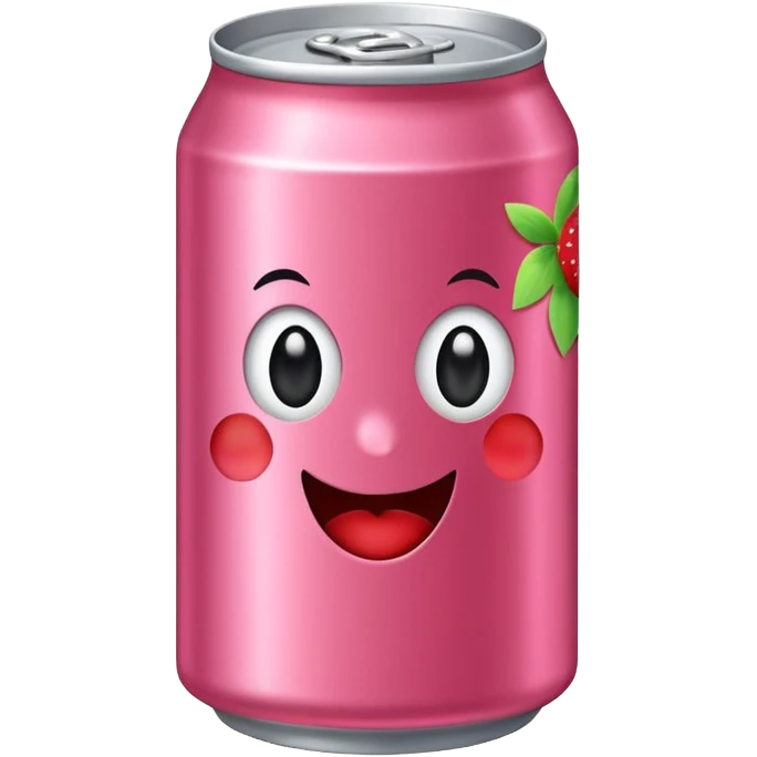 strawberry soda can with cute stickers emoji
