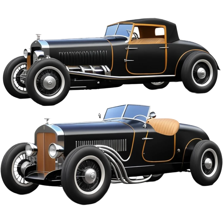 Batgirl’s black Bare bones drag racing modified (fenders removed) chopped streamlined sporty roadster that is a (stripped down) hot street rodded engine sports car 1932 Rolls Royce Woody futuristic  wide racing wheels that are held strong by advanced suspension and steering emoji