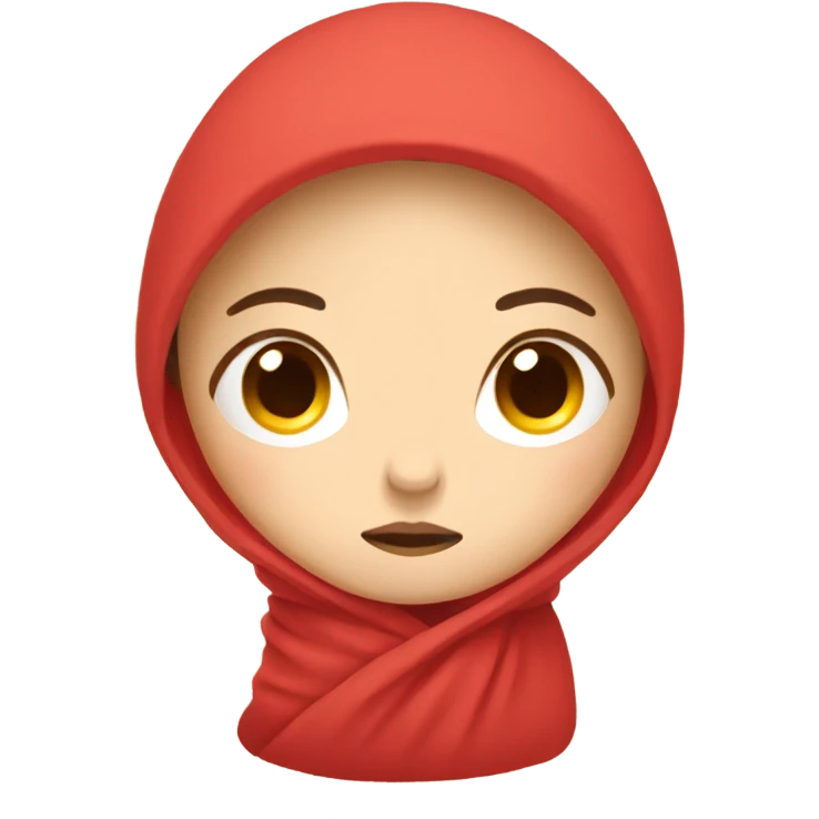 Sleepy Asian girl bundled in red blanket emoji