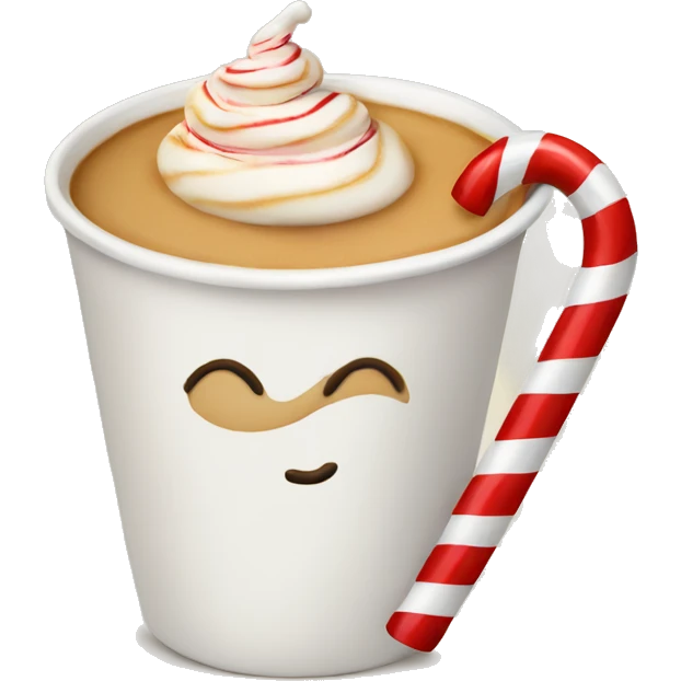 Latte with a candy cane in it emoji