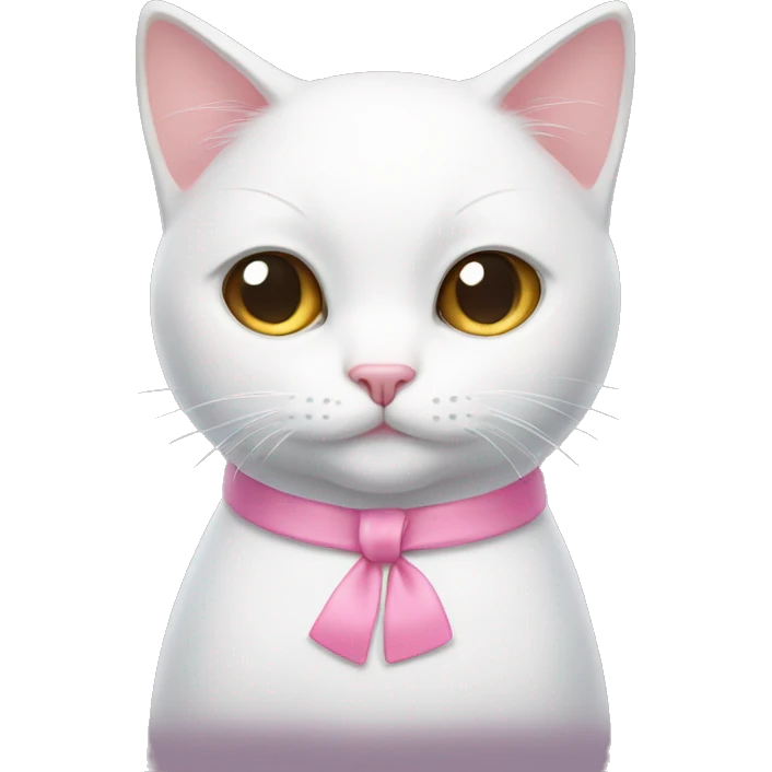 a white cat with one pink bows on each ear emoji
