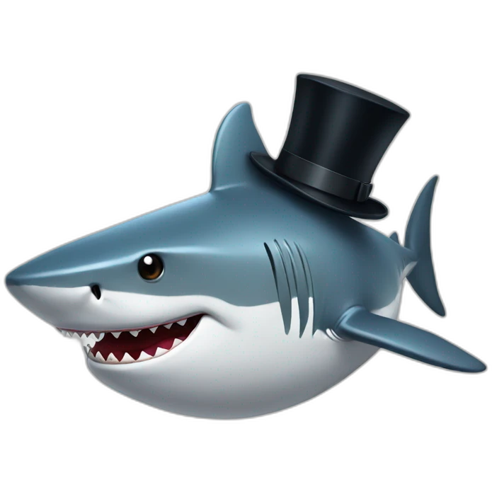 Shark with a top hat emoji