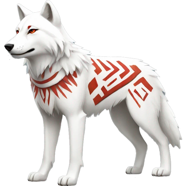 White Wolf With red Tribal Markings Full Body emoji