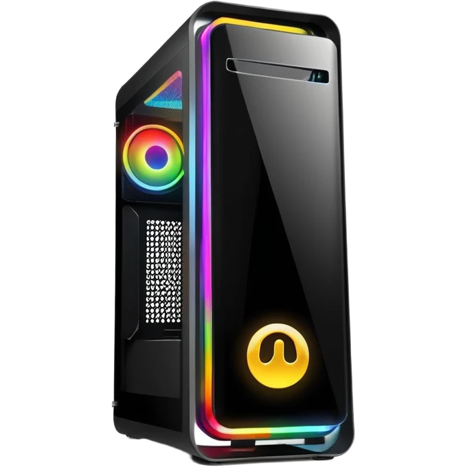 gaming PC modern desktop tower with RGB lights and side window emoji