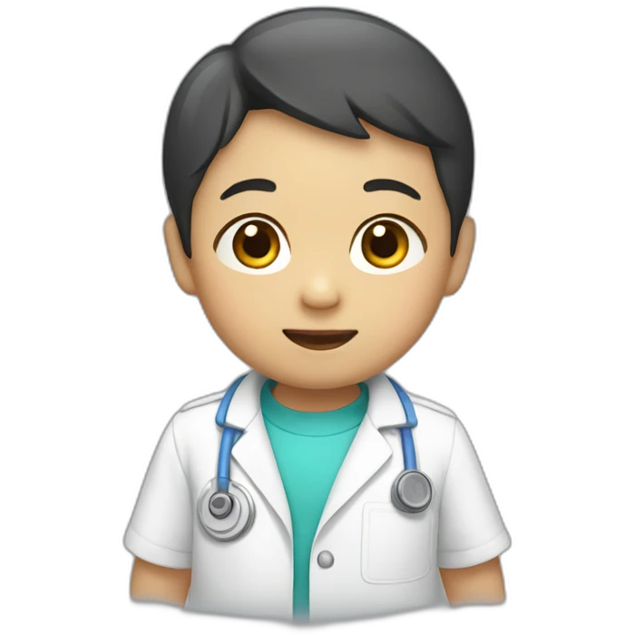 asian toddler male with lab suit emoji