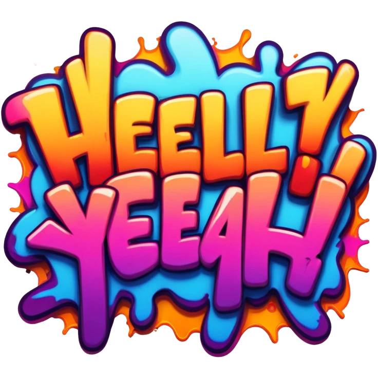 Graffiti the word Hell yeah emoji