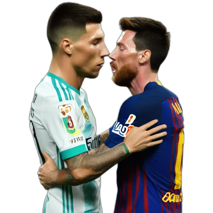 Ronaldo kissing messi emoji