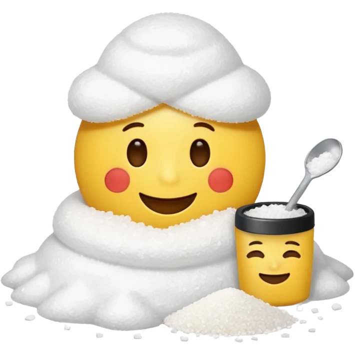 Happy emoji with a bile of salt beside him and sone salt on his nose with a rolled up note  emoji