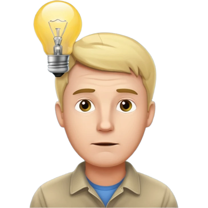 A white man came up with an idea, a light bulb appeared emoji