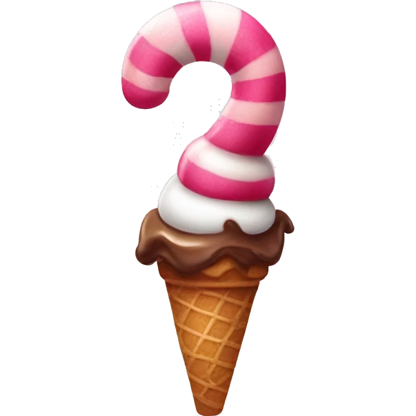Pink candy cane with ice cream Sunday  emoji