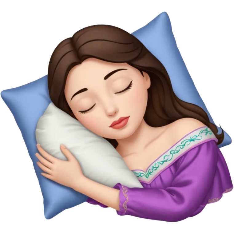sleeping beauty brunette white girl with a silk pillow emoji